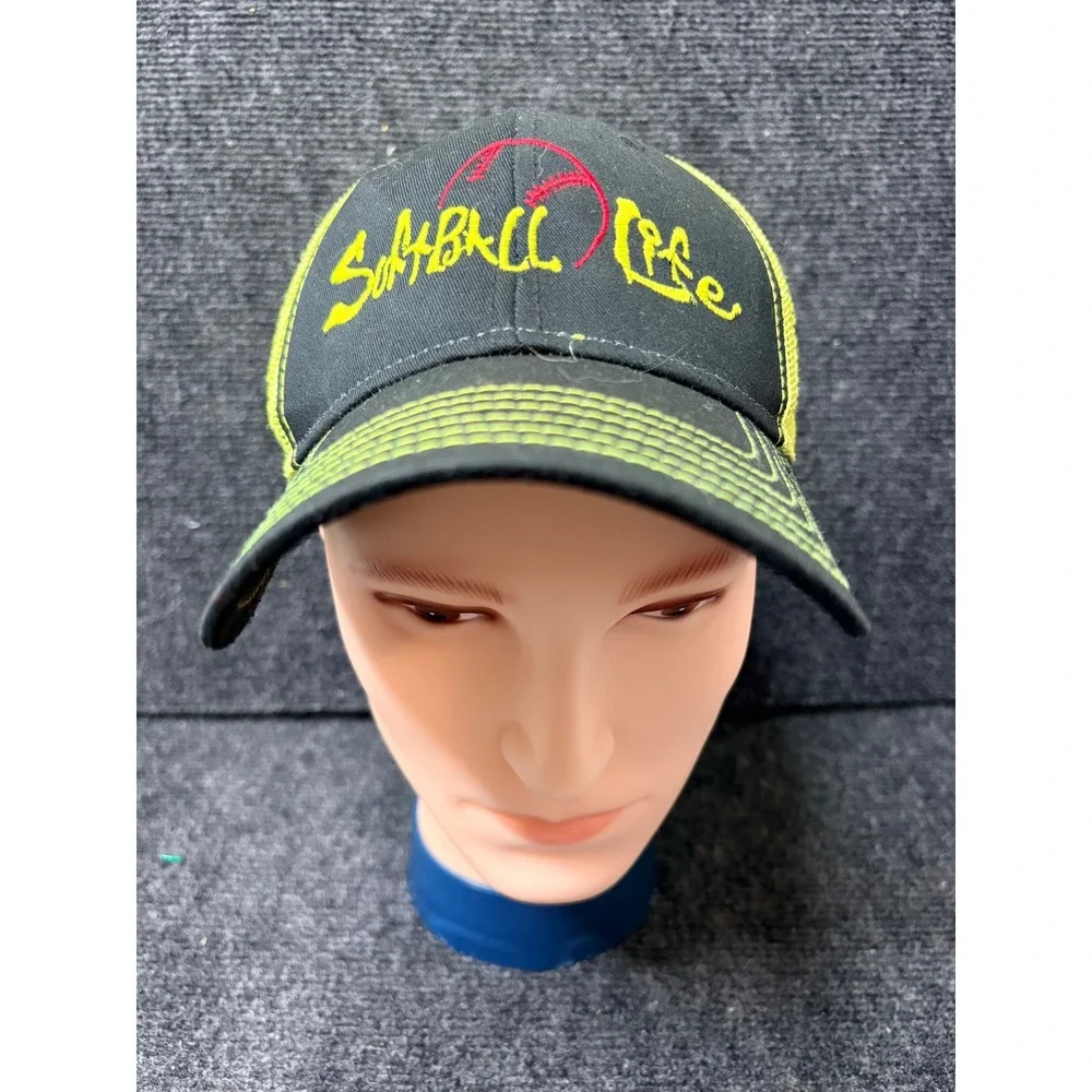 OTTO Softball Life Trucker Hat Black Neon Yellow Snapback Mesh Cap 83-1239 OSFM